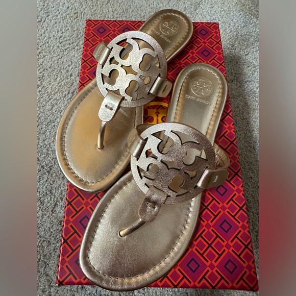 Tory Burch Shoes - TORY BURCH Rose Gold Miller Sandal. Barely worn. Like New. Size 7.5.